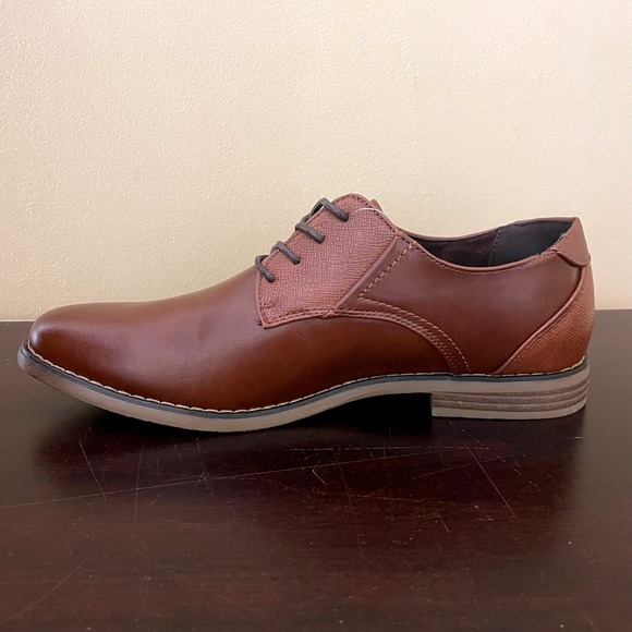 Deer Stags Mens Brown Oxford Dress Shoes Lace Up Textured Accents Solid Brown - Picture 6 of 7